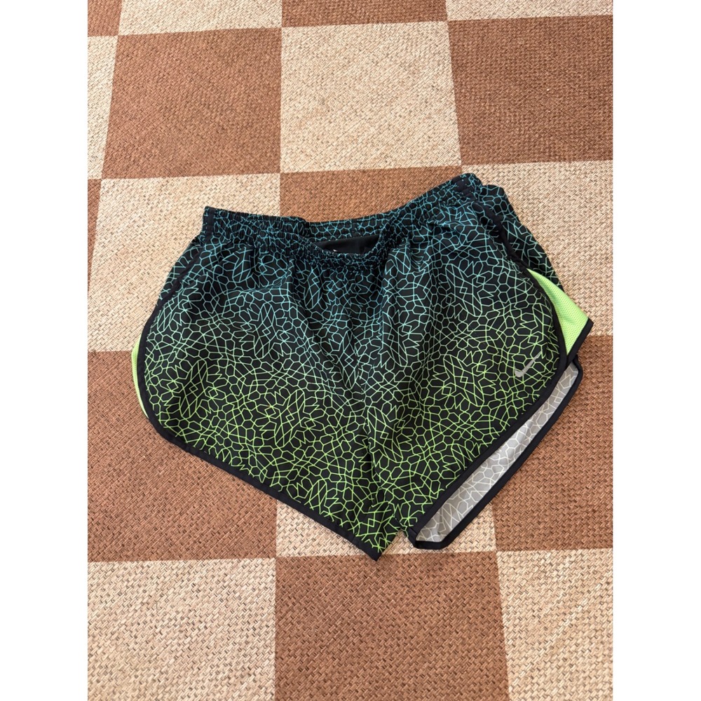Nike Womens Dri-FIT Running Shorts Geometric Gradient Teal Green Black Size M